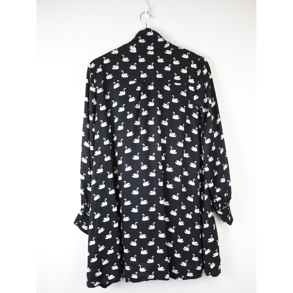 Anthropologie Maeve Caroline Tie-Neck Mini Dress Swan Print Small - Picture 3 of 11